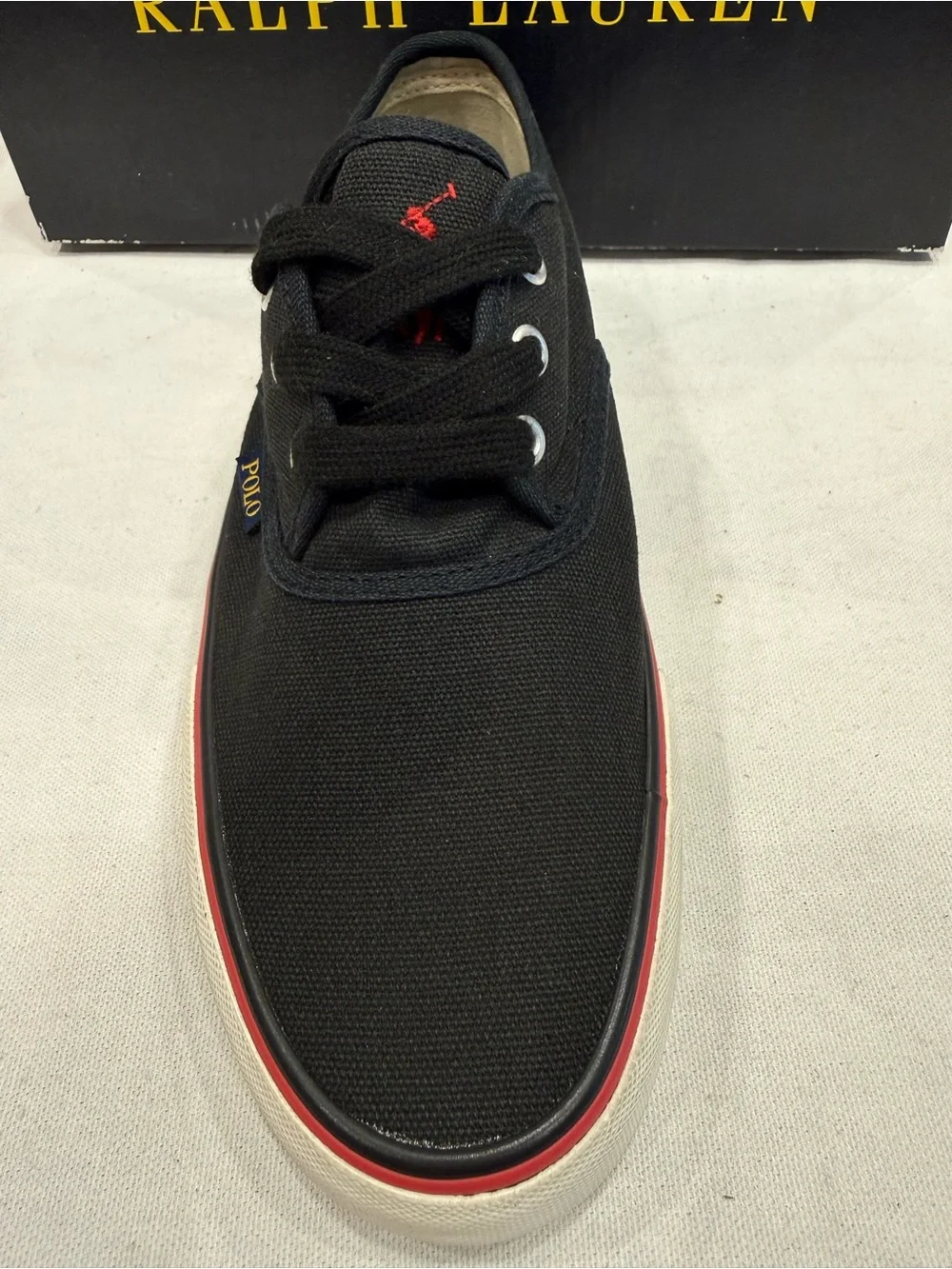 Polo Ralph Lauren Morray Color Black Canvas Sneaker Size 7